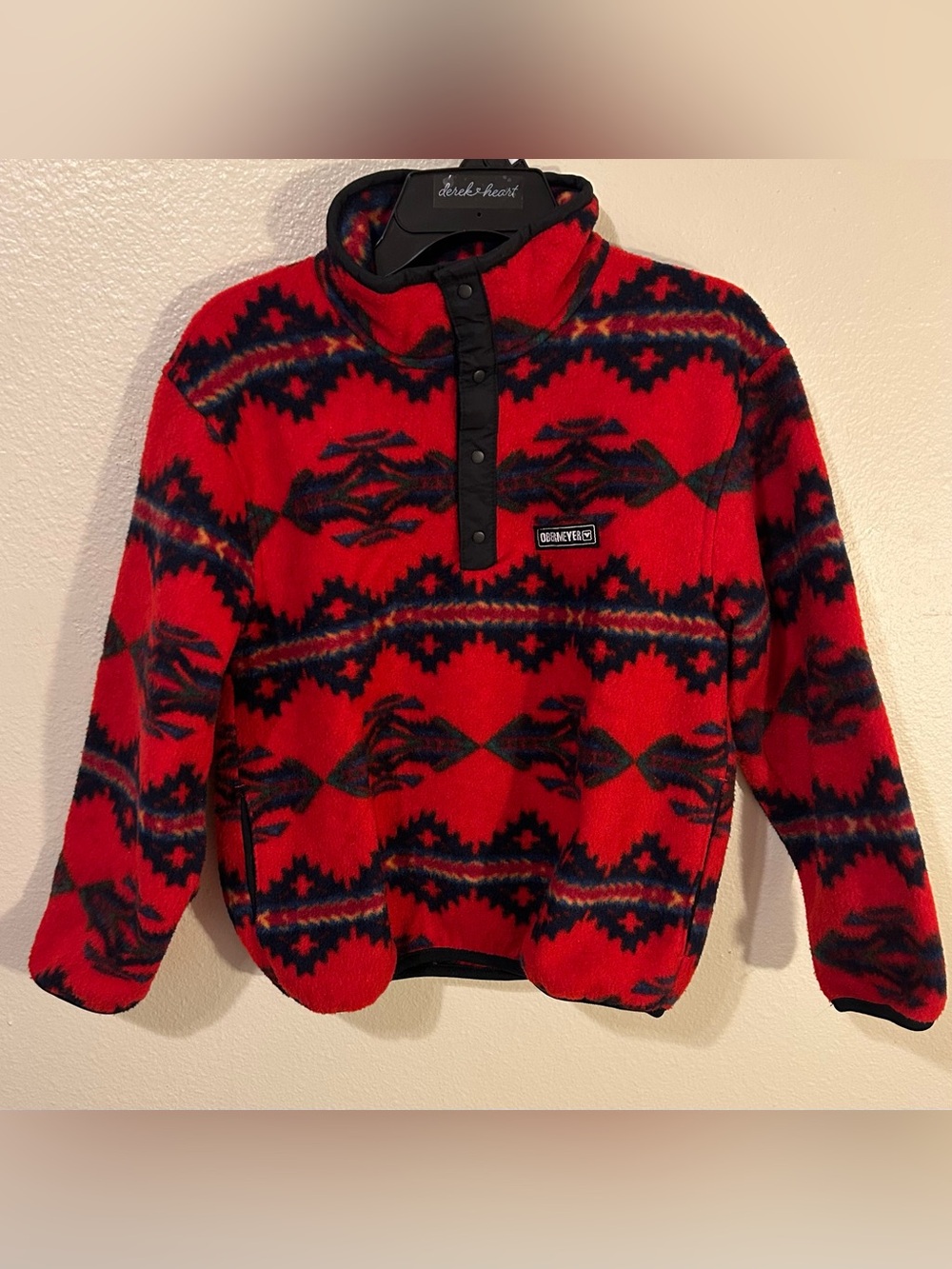 Obermeyer Kids' Boulder Fleece Red & Black Size 10 Pullover